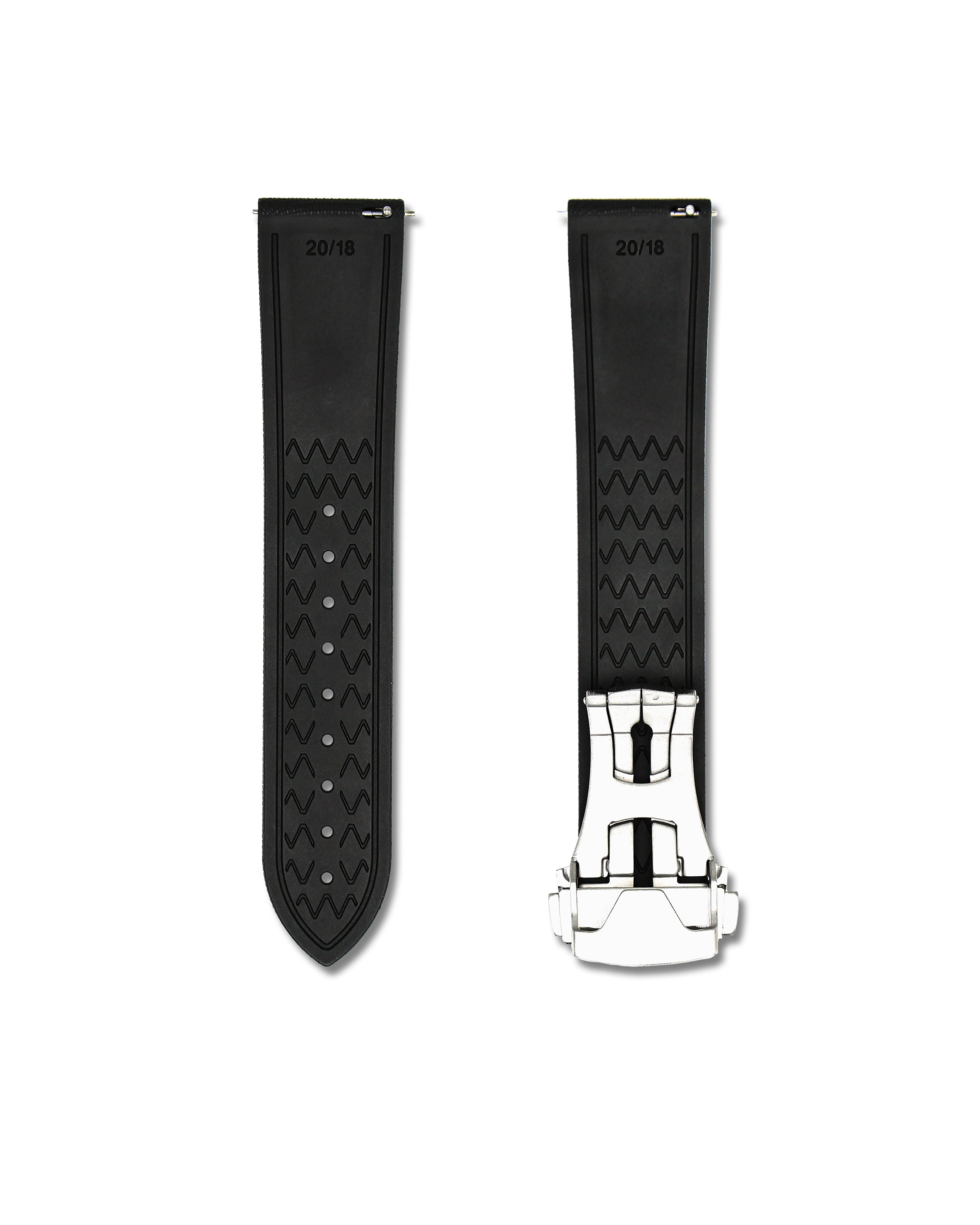 Tuxedo Black Deployant Clasp Quick Release Rubber Sailcloth Strap 20mm