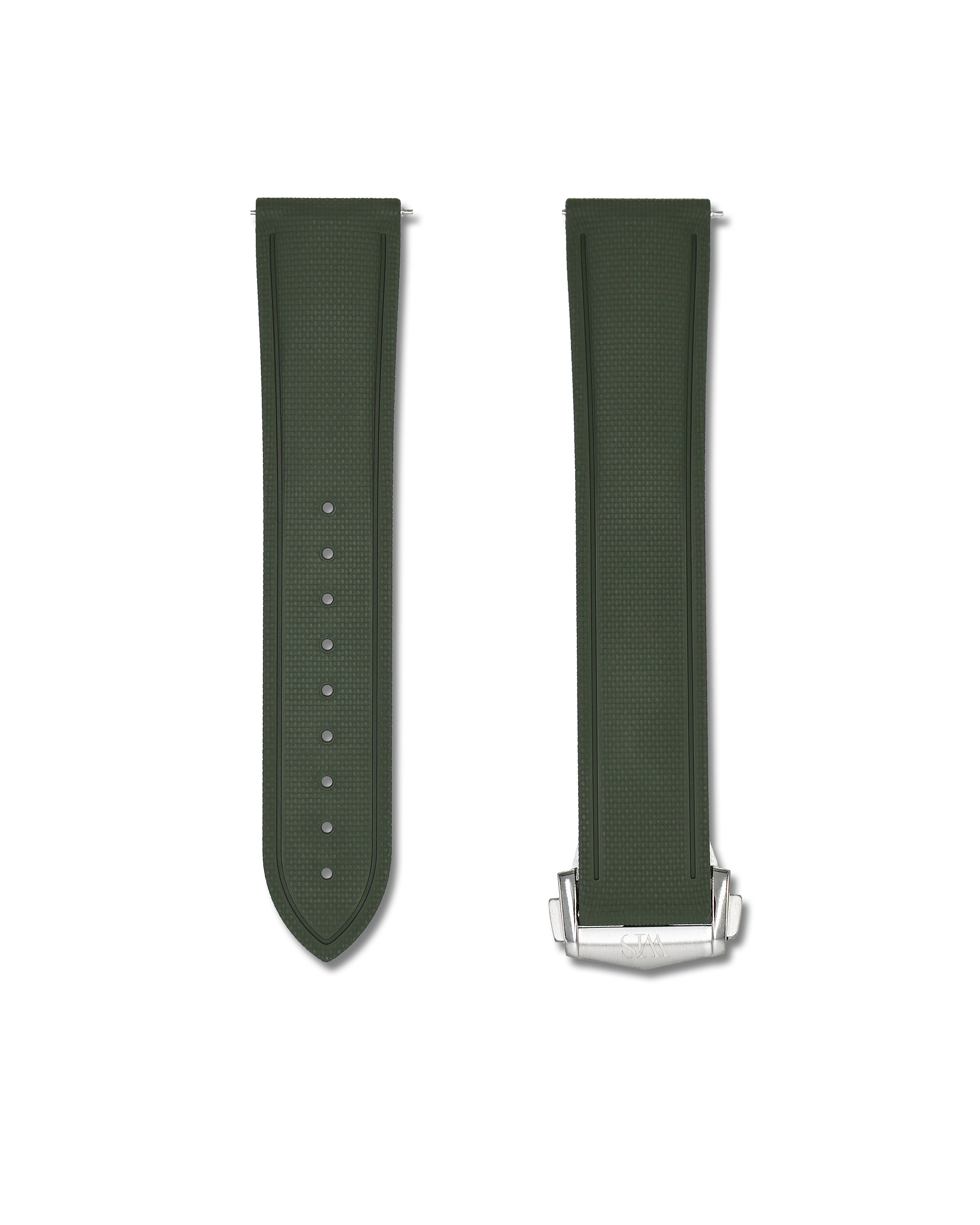Forest Green Deployant Clasp Quick Release Rubber Sailcloth Strap 20mm