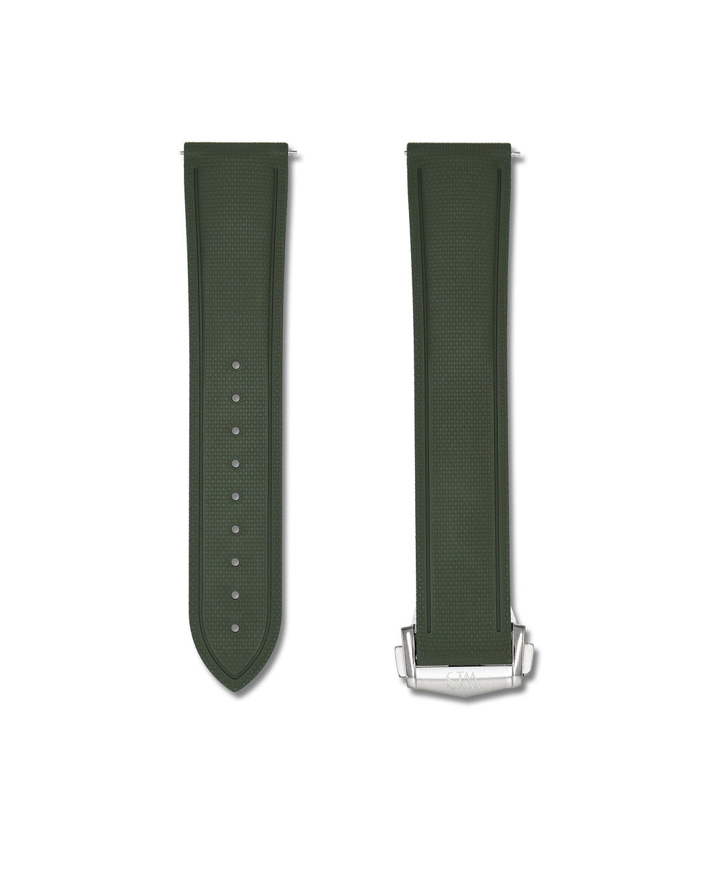 Forest Green Deployant Clasp Quick Release Rubber Sailcloth Strap 19mm