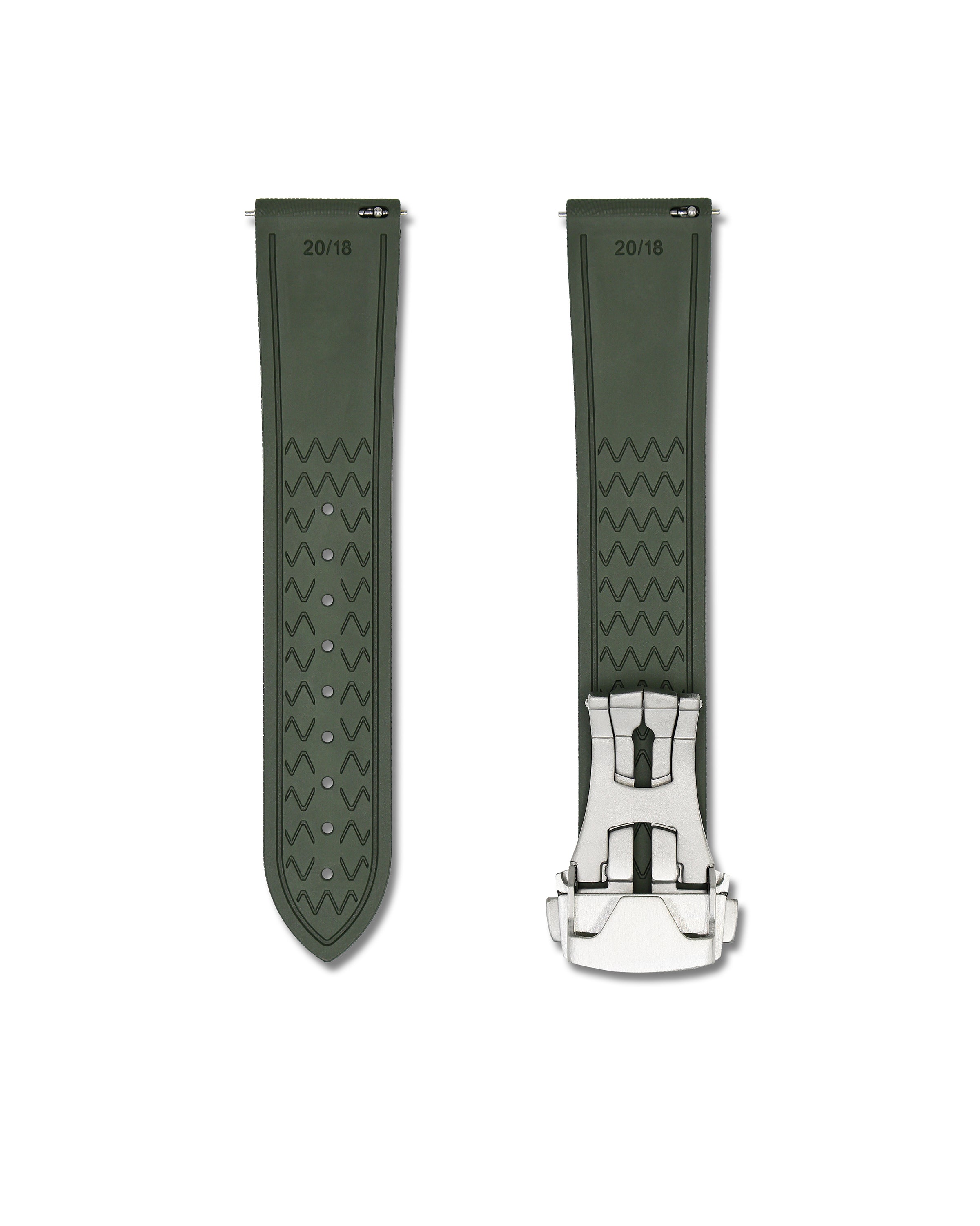 Forest Green Deployant Clasp Quick Release Rubber Sailcloth Strap 20mm