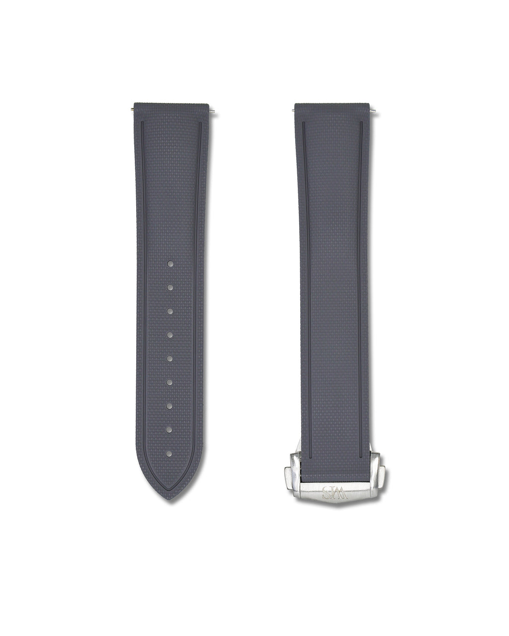 Slate Grey Deployant Clasp Quick Release Rubber Sailcloth Strap 18mm