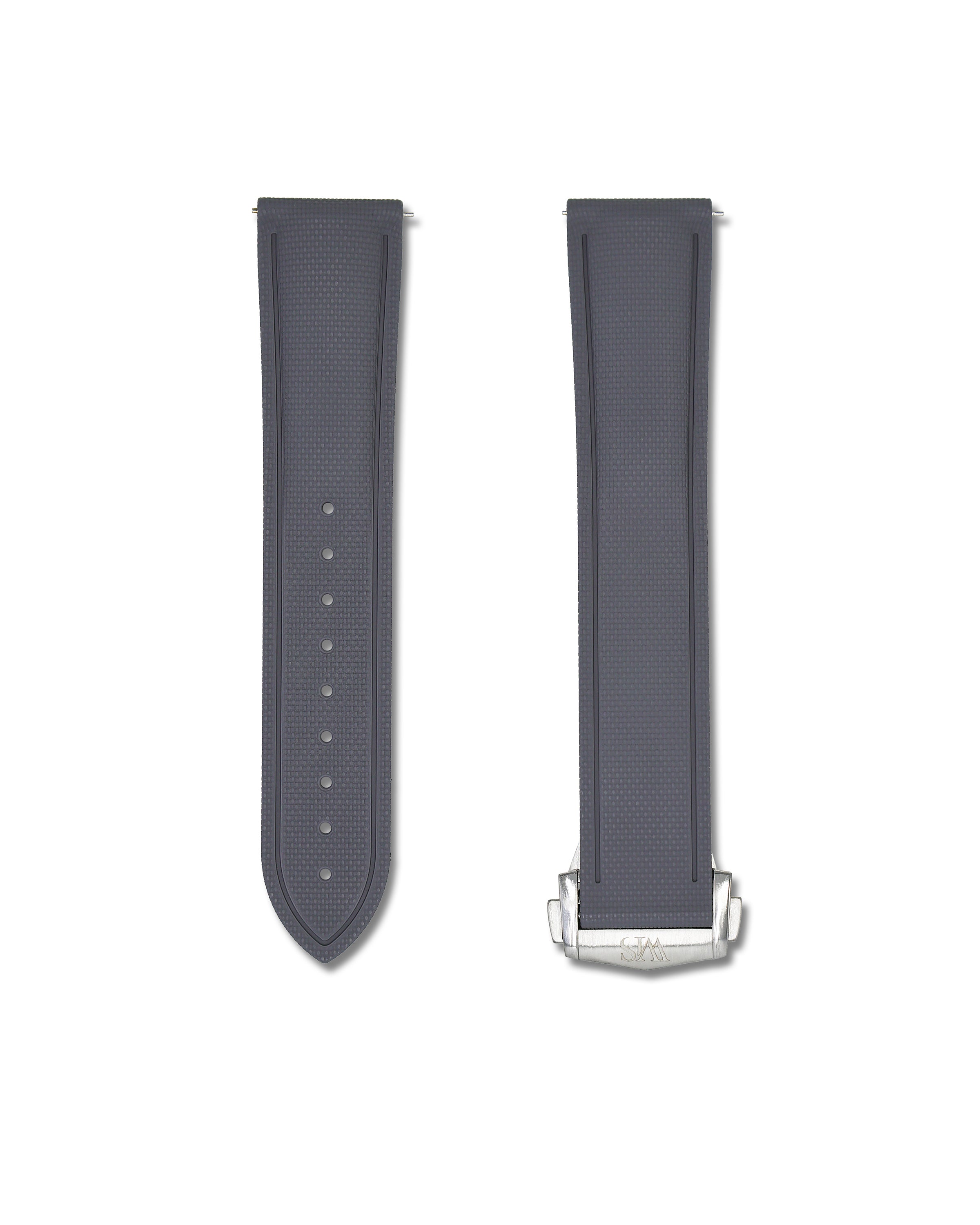 Slate Grey Deployant Clasp Quick Release Rubber Sailcloth Strap 21mm