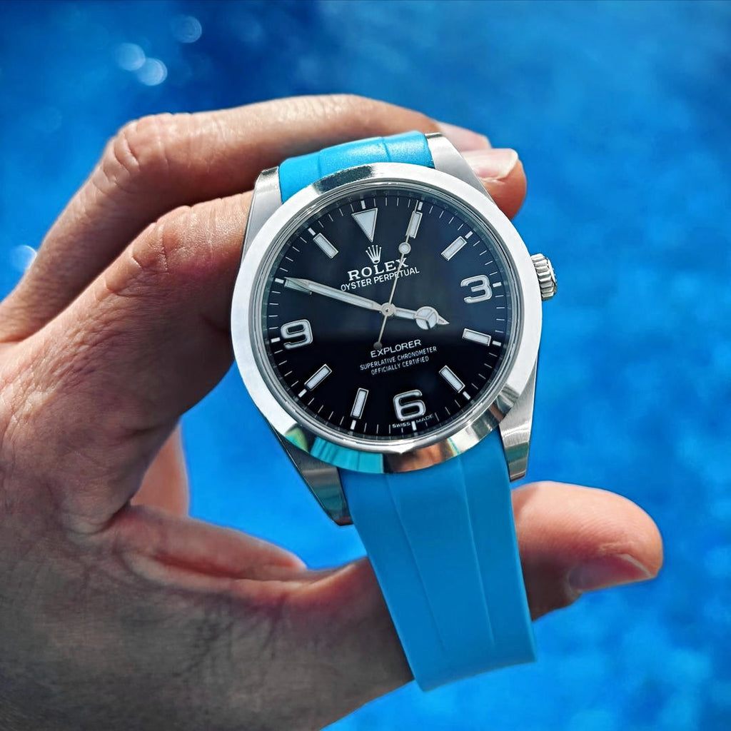 Miami Blue Curved Rubber Strap 20mm