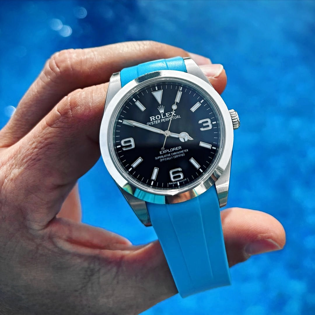 Miami Blue Curved Rubber Strap 20mm