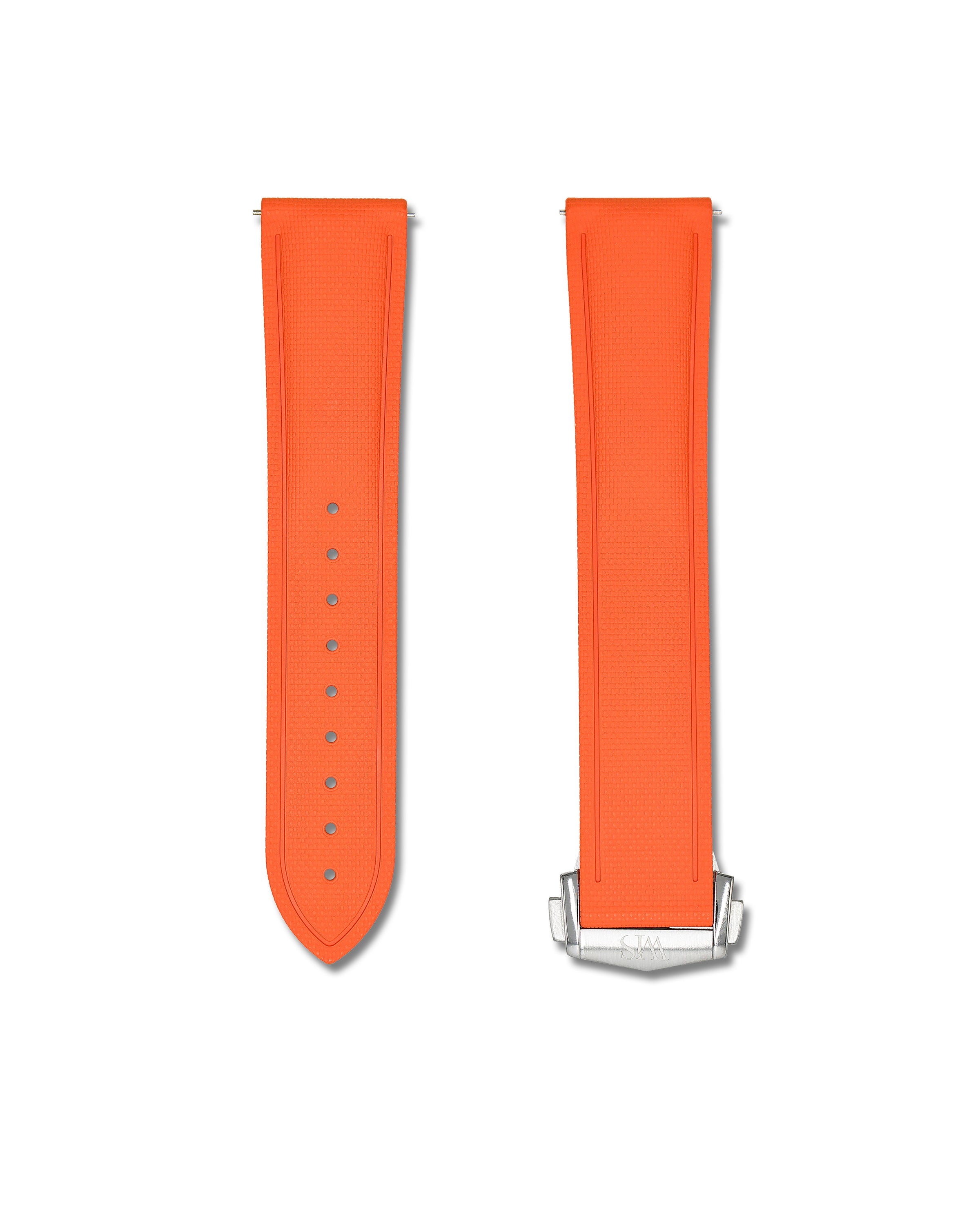 Tangerine Orange Deployant Clasp Quick Release Rubber Sailcloth Strap 20mm