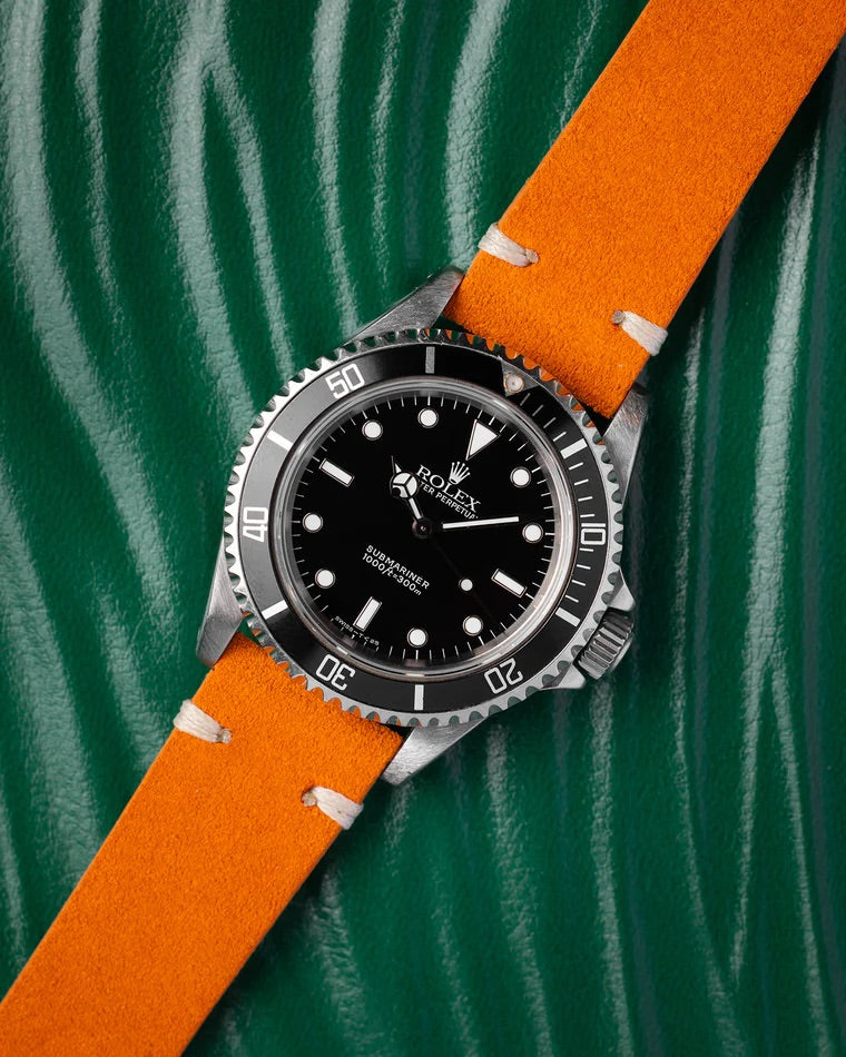 Pumpkin Orange Suede Leather Watch Strap 20mm