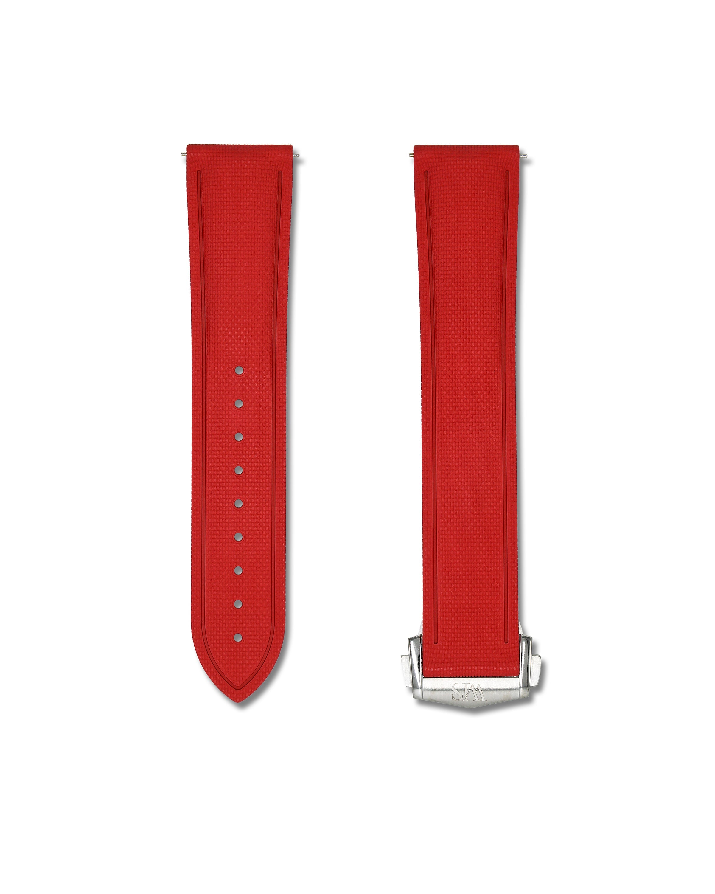 Scarlet Red Deployant Clasp Quick Release Rubber Sailcloth Strap 22mm