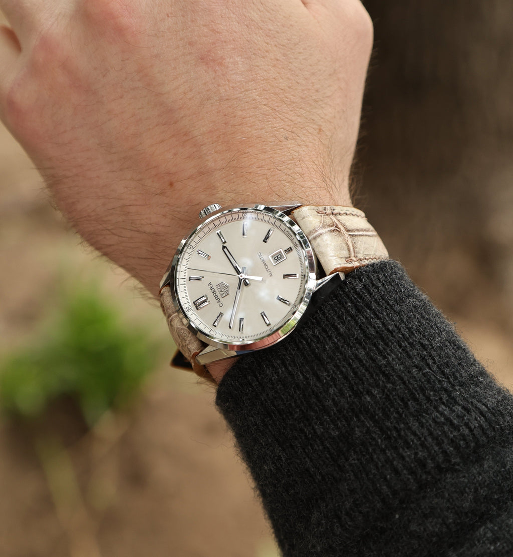 Desert Vein White Alligator Leather Watch Strap 22mm